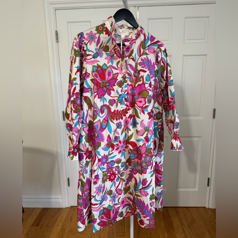 NWT Flora Bea NYC Adelina floral dress in ivory riverhill size XL - Picture 3 of 11